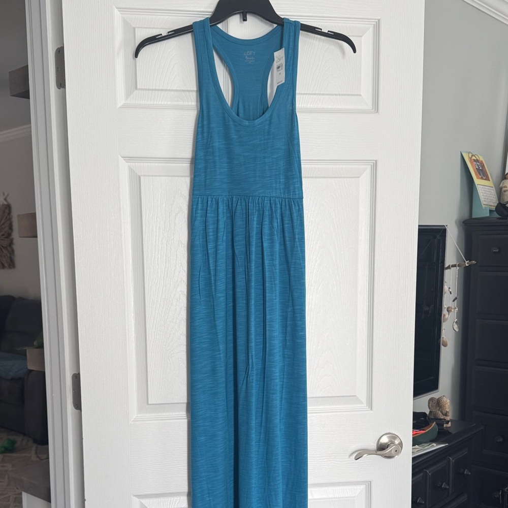 LOFT Teal Sleeveless Maxi Dress